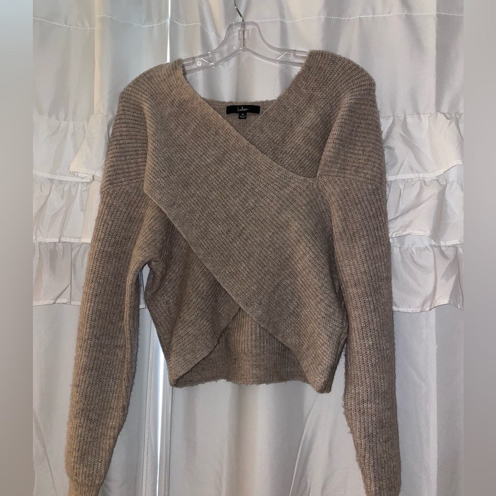 Lulu’s “Don’t Be Cross” Crossover Sweater